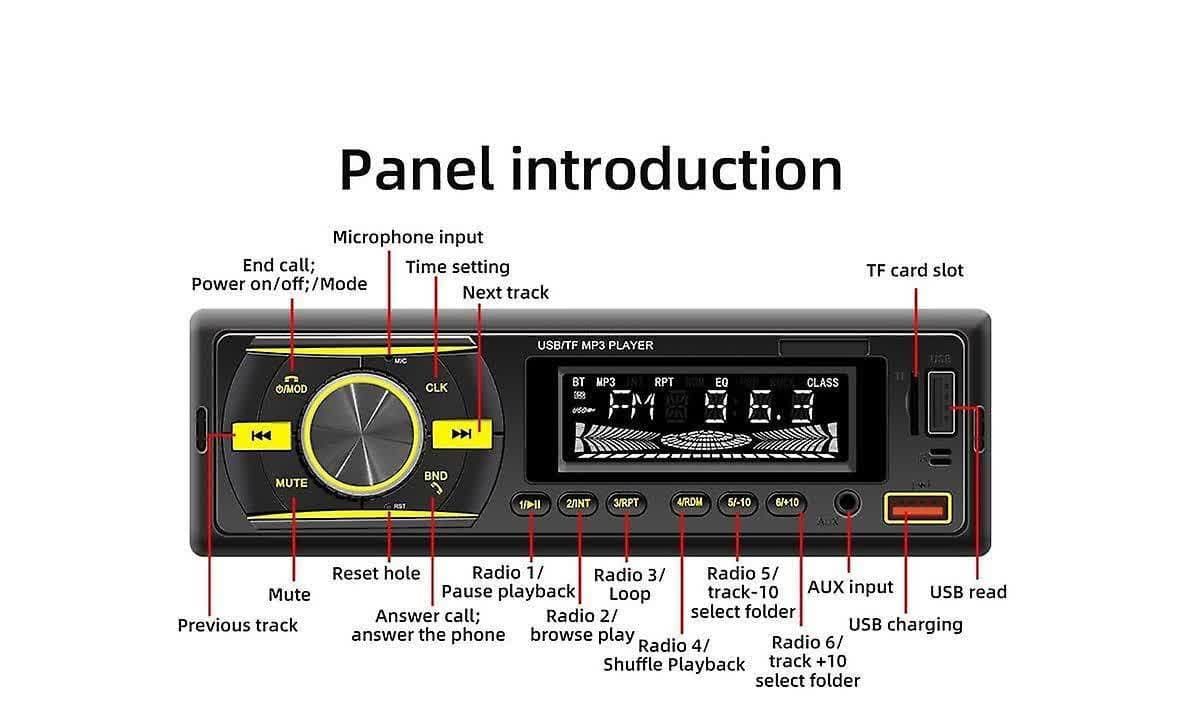 خرید پخش خودرویی پنلی بلوتوثی MP3 PLAYER دارای 4 خروجی 45 وات واقعی | جم ترونیک